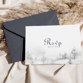 Winter Mountain Forestのメ結婚ニュー選択の返信 ポストカード