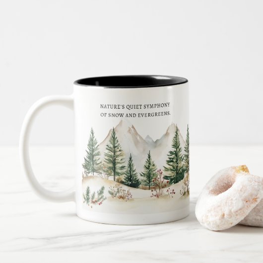 Winter Mountain Mug: Cozy Forest & Snow ツートーンマグカップ (ドーナツ)
