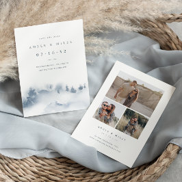 Winter Mountain Save the Date with Photo Collage セーブザデート