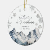 Winter Mountain Wedding Ornament Gift Snowflakes セラミックオーナメント (左)