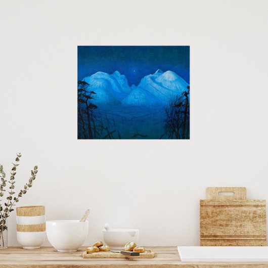 Winter Night in the Mountains by Harald Sohlberg ポスター (キッチン)