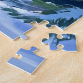 Winter Night Northern Lights Watercolor Mountain ジグソーパズル (側面)