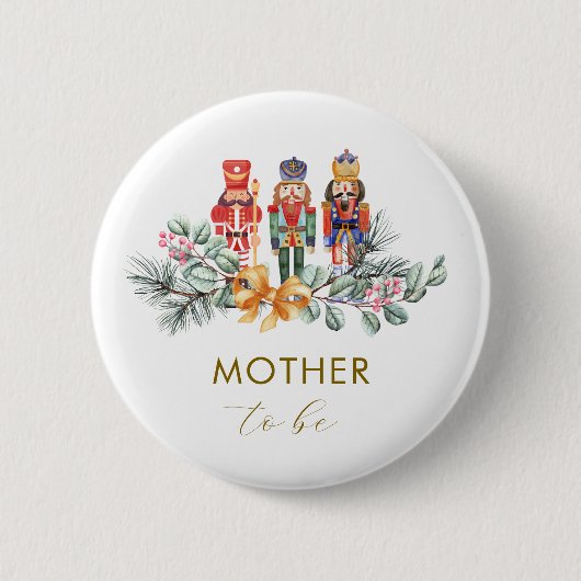 Winter Nutcracker Mother To Be Baby Shower  缶バッジ (正面)