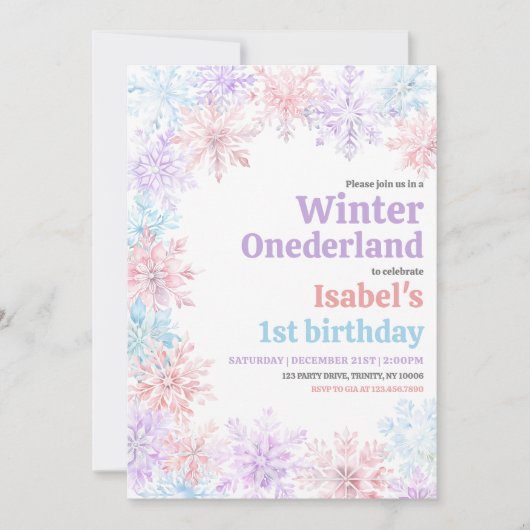 Winter Onderland Birthday 招待状 (正面)