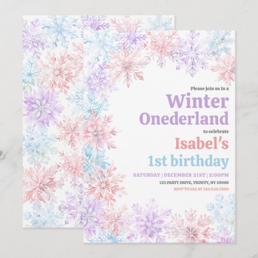 Winter Onderland Birthday 招待状 (正面/裏面)