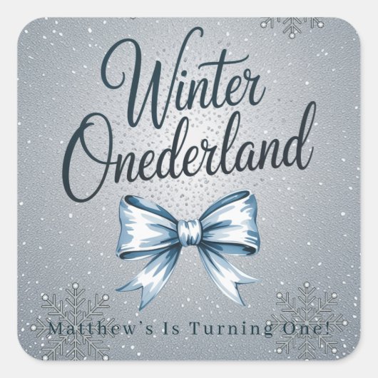 Winter Onderland Boys 1st. Birthday Party スクエアシール (正面)