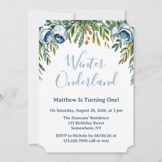 Winter Onderland Boys 1st. Birthday Party 招待状 (正面)