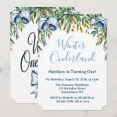 Winter Onderland Boys 1st. Birthday Party 招待状 (正面/裏面)