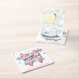 Winter Onderland Girl 1st. Birthday Party スクエアペーパーコースター