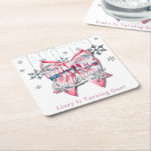 Winter Onderland Girl 1st. Birthday Party スクエアペーパーコースター (アングル)