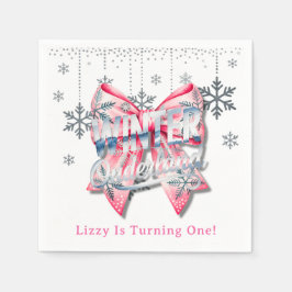Winter Onderland Girl 1st. Birthday Party スタンダードカクテルナプキン