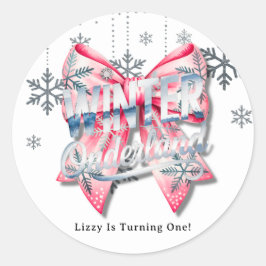 Winter Onderland Girl 1st. Birthday Party ラウンドシール