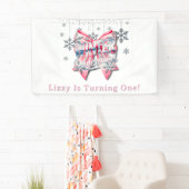 Winter Onderland Girl 1st. Birthday Party 横断幕 (インサイチュ)