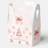 Winter Onderland Girl 1st Birthday Pink Snowflake フェイバーボックス (オープン)