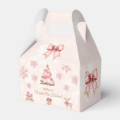 Winter Onderland Girl 1st Birthday Pink Snowflake フェイバーボックス (正面サイド)