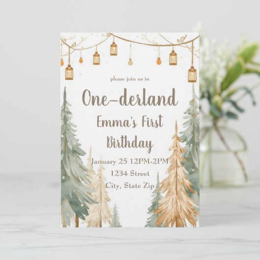 Winter ONE-derland First Birthday Invitation 招待状 (スタンド正面)