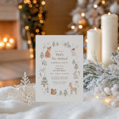 Winter One-derland Woodland First Birthday 招待状