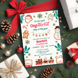 Winter Onederful Gingerbread Cookie 1st Birthday  招待状