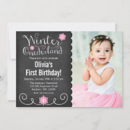Winter Onederlandお洒落フォトファースト誕生日 招待状