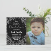 Winter ONEderland招待状ブラックシルバー写真 招待状 (スタンド正面)