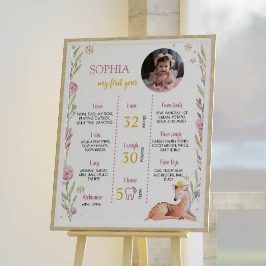 Winter Onederland誕生日フォトマイルストーンポスター ポスター