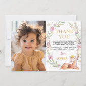 Winter Onederland誕生日写真サンキューカード サンキューカード (正面)