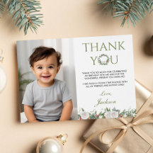 Winter Onederland誕生日写真サンキューカード