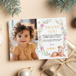 Winter Onederland誕生日写真サンキューカード サンキューカード