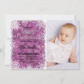 Winter Onederland誕生日招待状と写真 招待状 (正面)