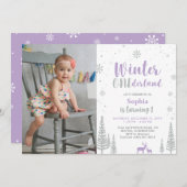 Winter Onederland、ガールファースト誕生日 招待状 (正面/裏面)