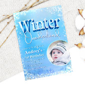 Winter Onederland – 写真と一緒に1番目の誕生日 招待状