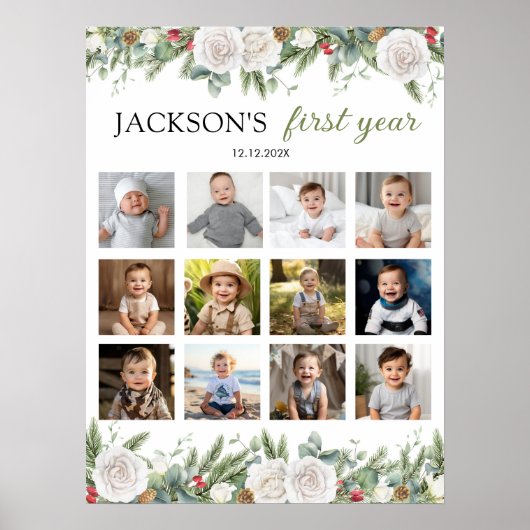 Winter Onederland 1年目のフォトマイルストーンのサイン ポスター (正面)