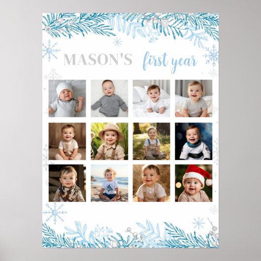 Winter Onederland 1年目のフォトマイルストーンのサイン ポスター (正面)