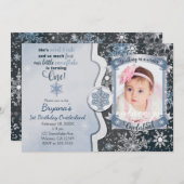 Winter Onederland 1st誕生日フォト招待状 招待状 (正面/裏面)