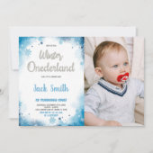 winter onederland 1st誕生日招待状w写真 招待状 (正面)