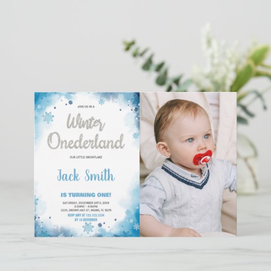 winter onederland 1st誕生日招待状w写真 招待状 (スタンド正面)