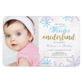 Winter Onederland 1st Birthday、フォトスノー付き マグネット (横)