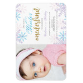 Winter Onederland 1st Birthday、フォトスノー付き マグネット (縦)