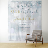 Winter Onederland 1st Birthday Blue And Gold タペストリー (インサイチュ)