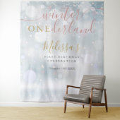 Winter Onederland 1st Birthday Pink And Gold タペストリー (インサイチュ)