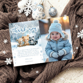 Winter Onederland 1st Birthday Thank You Cards 招待状