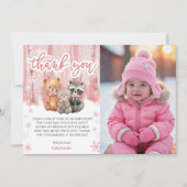 Winter Onederland 1st Birthday Thank You Cards 招待状 (正面)