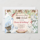 Winter Onederland 1st, first birthday invitation. 招待状 (正面)