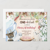 Winter Onederland 1st, first birthday invitation. 招待状 (正面/裏面)