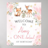 Winter ONEderland 1th birthday welcome sign poster ポスター (正面)