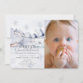 Winter Onederland Arctic Animal 1st Birthday写真 招待状 (正面)