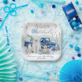Winter Onederland Arctic Animal Boy 1st Birthday ペーパープレート (パーティー)