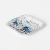 Winter Onederland Arctic Animal Boy 1st Birthday ペーパープレート (傾斜あり)