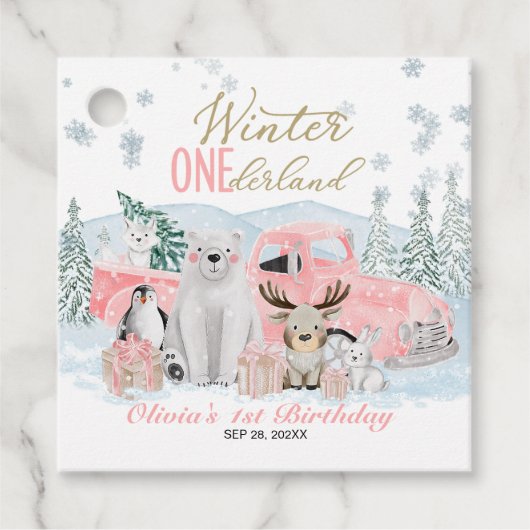 Winter Onederland Arctic Animal Girl 1st Birthday フェイバータグ (正面)