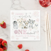 Winter Onederland Arctic Animals Snow 1st Birthday スタンダードランチョンナプキン (インサイチュ)